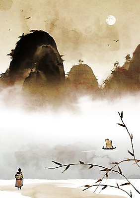 PSD 식물 동물 캘리배경 백그라운드 일러스트 캘리그라피 자연 조류 엄마 산 사람 풍경 여러명 강 보름달 달 자녀 아기 풀 산수화 선박 국내일러스트 자연요소 다수 수상교통 가족 동양화 생태계 파일형식