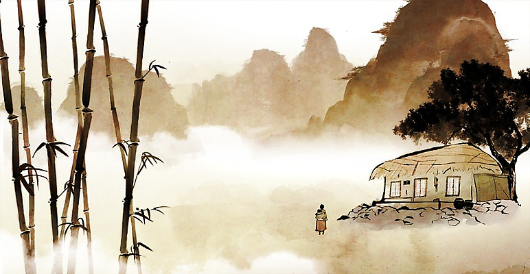 PSD 나무 식물 캘리배경 백그라운드 일러스트 캘리그라피 자연 엄마 산 주택 초가집 사람 풍경 두명 안개 자녀 아기 대나무 산수화 국내일러스트 가족 날씨 한옥 건물 동양화 생태계 파일형식