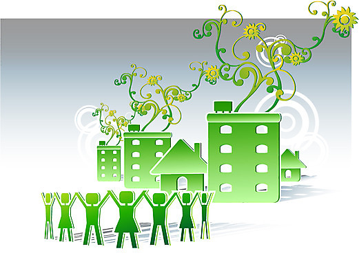 식물 꽃 일러스트 주택 함께함 사람 빌딩 여러명 건물 마을 도움 사회 더불어사는사회 소통 국내일러스트 AI파일 건축물 다수 컨셉 공동체 파일형식 벡터