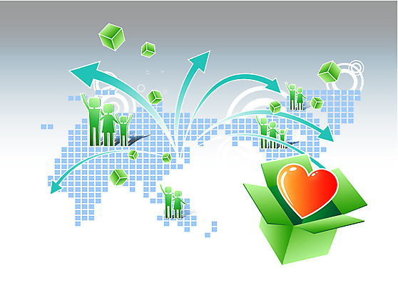 화살표 일러스트 함께함 사람 여러명 상자 하트 도움 사회 배송 더불어사는사회 소통 국내일러스트 AI파일 모양 다수 컨셉 공동체 파일형식 벡터