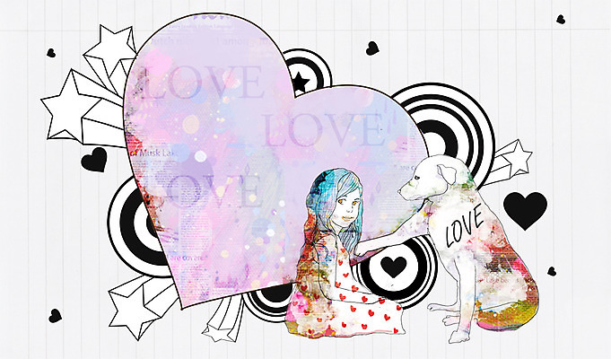 전신 PSD 동물 배너 여자 별 어린이 백그라운드 일러스트 포유류 안내 프레임 사랑 틀 한명 미소 웃음 사람 앉기 소녀 하트 빈티지 개 강아지 알림 퓨전 팝아트 하트백그라운드 여자만 여자한명만 어린이만 소녀만 소녀한명만 국내일러스트 자연요소 모양 1 감정 컨셉 모션 표정 반려동물 그림 파일형식