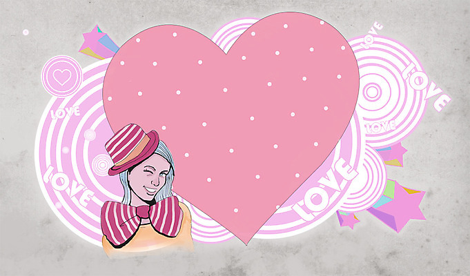 PSD 배너 여자 별 백그라운드 일러스트 안내 프레임 사랑 윙크 틀 한명 미소 웃음 사람 상반신 성인 하트 빈티지 알림 퓨전 팝아트 하트백그라운드 여자만 여자한명만 성인여자만 성인만 국내일러스트 자연요소 모양 1 감정 컨셉 표정 그림 파일형식