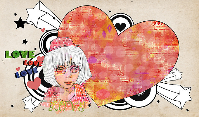 PSD 배너 여자 별 백그라운드 일러스트 안내 프레임 사랑 틀 한명 사람 상반신 성인 하트 빈티지 알림 퓨전 팝아트 하트백그라운드 여자만 여자한명만 성인여자만 성인만 국내일러스트 자연요소 모양 1 감정 컨셉 그림 파일형식