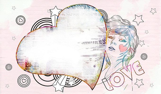 PSD 배너 여자 별 백그라운드 일러스트 안내 프레임 사랑 틀 한명 사람 상반신 성인 하트 빈티지 알림 퓨전 팝아트 하트백그라운드 여자만 여자한명만 성인여자만 성인만 국내일러스트 자연요소 모양 1 감정 컨셉 그림 파일형식