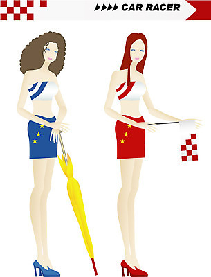 EPS 직업 여자 일러스트 자동차 사람 두명 레이싱 서비스업 레이싱걸 레이싱모델 카레이서 여자만 국내일러스트 모델 산업 육상교통 시합 파일형식 벡터