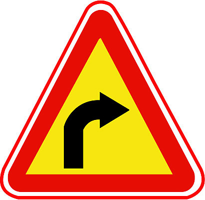 EPS 문자 기호 화살표 도로 일러스트 사람없음 운전 표지판 오브젝트 도로표지판 우로굽은도로 국내일러스트 길 교통시설 모션 알림판 파일형식 벡터