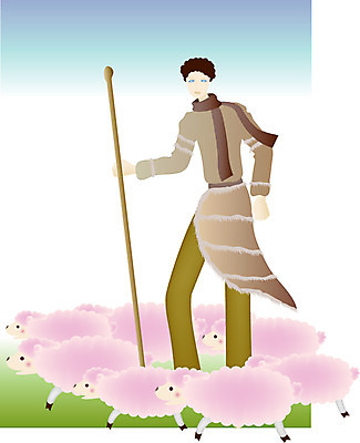 EPS 주간 직업 남자 초등학생 어린이 일러스트 한명 사람 소년 야외 양 막대기 양치기 남자만 남자한명만 어린이만 소년만 소년한명만 국내일러스트 자연요소 1 학생 포유류 파일형식 벡터