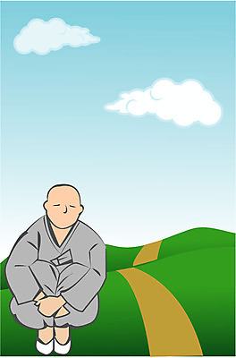 EPS 주간 클립아트 구름 남자 종교 길 초등학생 어린이 불교 일러스트 하늘 한명 사람 앉기 소년 야외 승려 언덕 동자승 동자 남자만 남자한명만 어린이만 소년만 소년한명만 국내일러스트 자연요소 1 학생 모션 성직자 파일형식 벡터