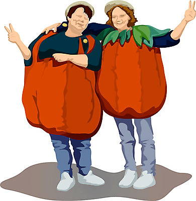 EPS 클립아트 옷 여자 기념일 일러스트 호박 사람 이벤트 두명 친구 축제 할로윈 호박의상 여자만 국내일러스트 채소 관계 파일형식 벡터