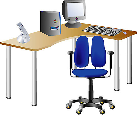 EPS 클립아트 가구 의자 일러스트 비즈니스 사람없음 전자제품 컴퓨터 사무실 모니터 컴퓨터용품 키보드 마우스 책상 오브젝트 본체 회전의자 사무용의자 국내일러스트 생활용품 파일형식 벡터