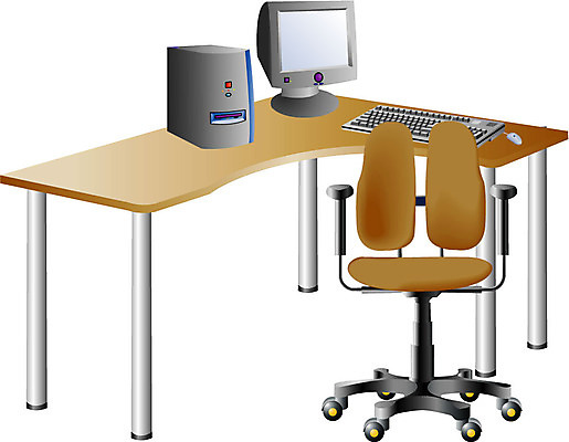EPS 클립아트 가구 의자 일러스트 비즈니스 사람없음 전자제품 컴퓨터 사무실 모니터 컴퓨터용품 키보드 마우스 책상 오브젝트 본체 회전의자 사무용의자 국내일러스트 생활용품 파일형식 벡터