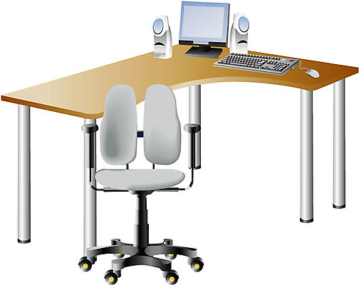 EPS 클립아트 가구 의자 일러스트 비즈니스 사람없음 전자제품 컴퓨터 사무실 모니터 컴퓨터용품 스피커 키보드 마우스 책상 오브젝트 회전의자 사무용의자 국내일러스트 음향기기 생활용품 파일형식 벡터