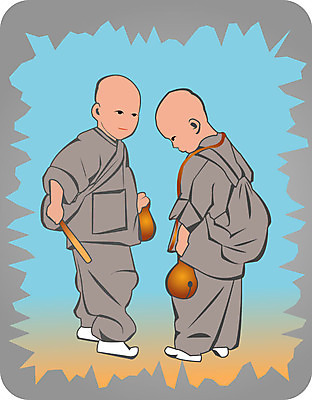 EPS 클립아트 남자 종교 초등학생 어린이 불교 일러스트 사람 소년 두명 승려 불교용품 동자승 목탁 동자 남자만 어린이만 소년만 국내일러스트 학생 종교용품 성직자 파일형식 벡터