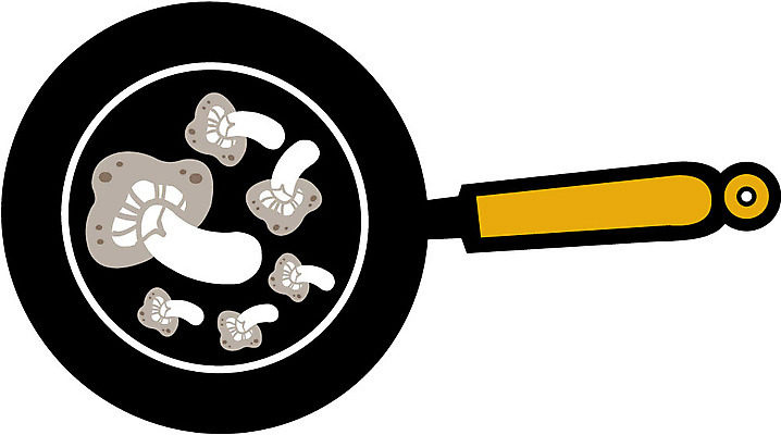 EPS 클립아트 음식 생활용품 일러스트 주방용품 요리 사람없음 버섯 프라이팬 구이 버섯요리 국내일러스트 오브젝트 파일형식 벡터