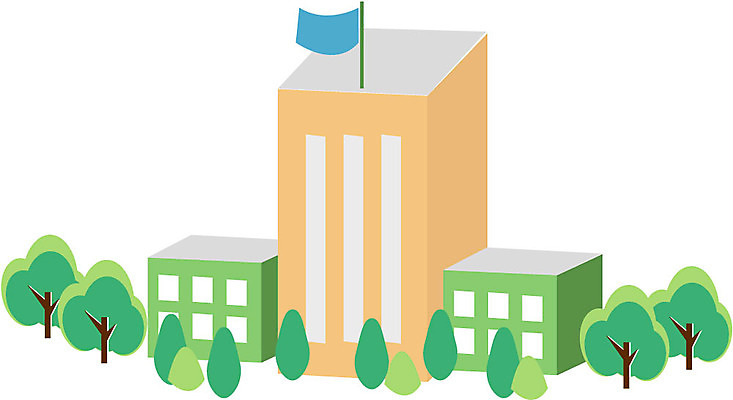 EPS 클립아트 시설물 건축 일러스트 학교 사람없음 건물 기 깃발 공공기관 관청 구청 우체국 국내일러스트 건축물 교육 기관 파일형식 벡터