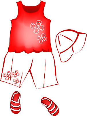 EPS 옷 일러스트 사람없음 유아복 여름옷 여아옷 국내일러스트 아기용품 파일형식 벡터 여름_계절