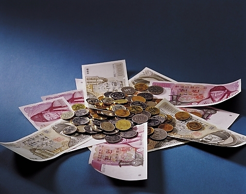 포토 JPG 산업 지폐 돈 사람없음 금융 경제 동전 원화 만원 백원 오브젝트 십원 천원 오십원 국내포토 재산 파일형식