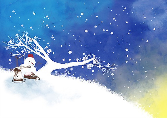 PSD 나무 식물 사계절 계절 꽃 백그라운드 겨울 일러스트 눈사람 풍경 사람없음 풍차 추위 눈 눈내림 겨울배경 국내일러스트 자연요소 날씨 눈_날씨 파일형식