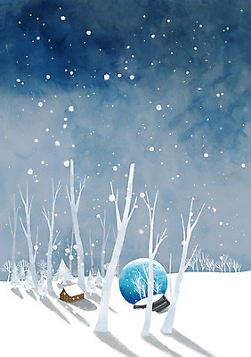 PSD 나무 식물 사계절 계절 백그라운드 겨울 일러스트 주택 풍경 사람없음 추위 눈 스노글로브 눈내림 겨울배경 국내일러스트 자연요소 날씨 눈_날씨 건물 장식 파일형식
