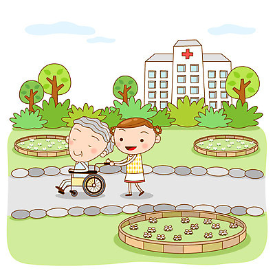 나무 식물 직업 공원 여자 노년 할머니 일러스트 병원 미소 웃음 사람 잔디 성인 두명 건물 환자 구직 풀 휠체어 열정 화단 아르바이트 간병인 여자만 성인여자만 노인만 성인만 노인여자만 최저임금 비정규직 국내일러스트 AI파일 건축물 공공시설 감정 컨셉 비즈니스 의학 표정 경제 파일형식 벡터