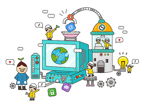 지구 어린이 일러스트 전구 공장 상상 조명 미소 웃음 사람 여러명 전자제품 컴퓨터 판타지 모니터 유치원생 꿈 가전제품 분석 과정 복잡 국내일러스트 AI파일 다수 컨셉 공업 표정 파일형식 벡터