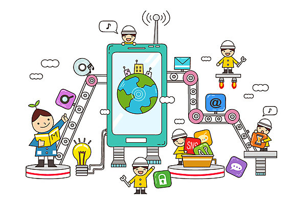지구 어린이 일러스트 전구 공장 상상 모바일 무선통신 조명 미소 웃음 사람 여러명 스마트폰 핸드폰 판타지 통신기기 유치원생 꿈 전화기 분석 통화 과정 복잡 국내일러스트 AI파일 다수 컨셉 통신 공업 모션 표정 전자제품 스마트기기 기계 파일형식 벡터