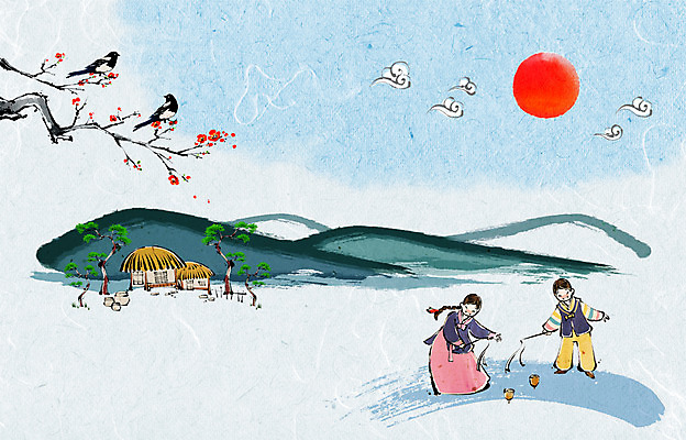 전신 PSD 나무 식물 동물 여자 명절 남자 어린이 백그라운드 일러스트 조류 새해 산 주택 초가집 서기 미소 웃음 사람 소녀 소년 두명 설날 태양 소나무 전통의상 한복 팽이 팽이치기 팽이놀이 어린이만 국내일러스트 자연요소 한국전통 전통 기념일 모션 놀이 한옥 표정 건물 놀이용품 전통놀이 파일형식