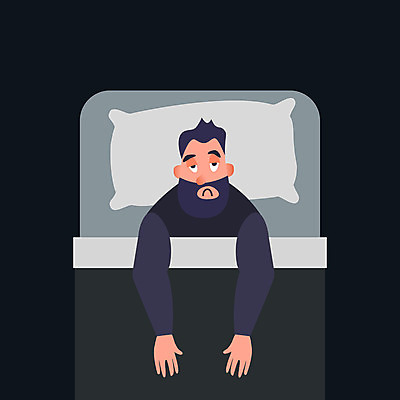 포토 JPG 해외이미지 캐릭터 남자 시계 일러스트 베개 스트레스 피곤 사람 슬픔 침대 시간 잠 무서움 담요 걱정 공포 매트리스 해외202004 해외포토 감정 가구 컨셉 침구 파일형식 이미지허브