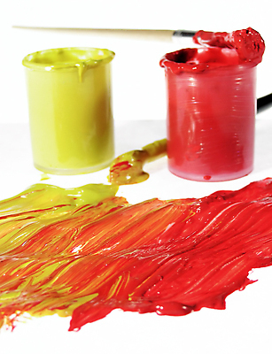 포토 JPG 해외이미지 백그라운드 미술 사람없음 빨간색 노란색 페인트 붓 얼룩 팔레트 그림 예술가 해외202004 해외포토 컬러 문화예술 파일형식 이미지허브