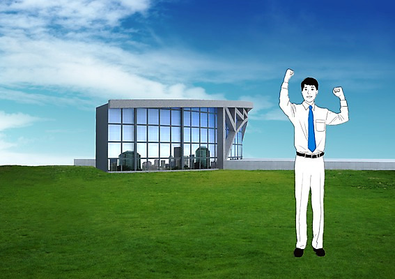 전신 PSD 식물 구름 편집 편집이미지 남자 비즈니스 하늘 합성일러스트 한명 서기 미소 웃음 사람 손짓 빌딩 잔디 초원 성인 건물 3D 파이팅 주먹 직장인 비즈니스맨 풀 입체 남자만 남자한명만 성인남자만 성인만 편집3D 자연요소 직업 1 건축물 모션 표정 디지털합성 파일형식