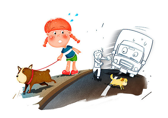 전신 PSD 동물 여자 남자 반려견 도로 길 어린이 교통수단 교통 일러스트 포유류 자동차 버스 경고 서기 안전 사람 소녀 소년 두명 반려동물 개 강아지 보호 사회이슈 예방 생활안전 안전수칙 교통안전 목줄 어린이만 국내일러스트 육상교통 컨셉 교통시설 모션 대중교통 파일형식 반려용품