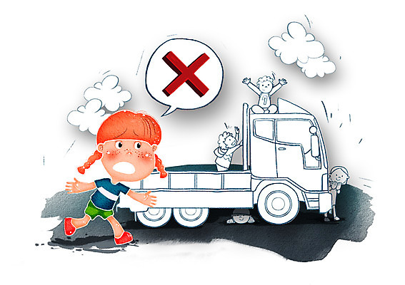 전신 PSD 여자 남자 어린이 교통수단 교통 일러스트 자동차 경고 서기 안전 사람 소녀 소년 여러명 트럭 보호 주차 사회이슈 예방 생활안전 안전수칙 교통안전 주차장 어린이만 국내일러스트 육상교통 다수 컨셉 모션 파일형식