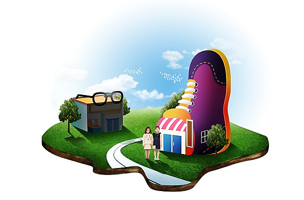 전신 PSD 나무 식물 구름 편집이미지 잡화 여자 안경 도로 길 어린이 운동화 신발 하늘 서기 미소 웃음 사람 소녀 잔디 초원 두명 건물 상점 테마파크 풀 안경점 신발가게 안경집 여자만 어린이만 소녀만 이미지편집 자연요소 건축물 교통시설 모션 놀이 표정 공간 파일형식