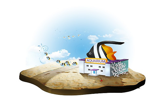 PSD 편집이미지 바다 어류 사람없음 모형 바닷속 테마파크 해조류 수족관 아쿠아리움 이미지편집 놀이 수중 수중동물 공간 해양식물 파일형식