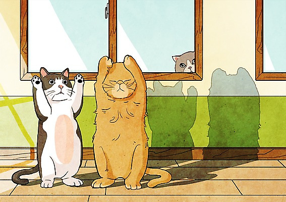 PSD 동물 캐릭터 동물캐릭터 일러스트 포유류 상상 애니멀프린트 상상일러스트 사람없음 판타지 고양이 범죄 체벌 잘못 일러캐릭터 반려동물 파일형식