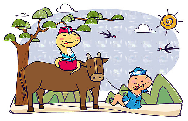 나무 식물 동물 구름 캐릭터 동물캐릭터 일러스트 포유류 파충류 조류 전통캐릭터 새해 산 사람없음 태양 십이지신 뱀띠 뱀 전통의상 한복 신년캐릭터 황소 뱀캐릭터 계사년 2013년 일러캐릭터 AI파일 자연요소 한국전통 전통 소 연도 파일형식 벡터