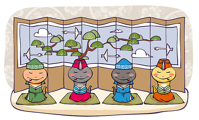 나무 식물 동물 캐릭터 동물캐릭터 일러스트 파충류 조류 전통캐릭터 새해 사람없음 십이지신 인사 절 뱀띠 뱀 전통의상 한복 신년캐릭터 병풍 뱀캐릭터 계사년 2013년 일러캐릭터 AI파일 한국전통 전통 예절 연도 파일형식 벡터