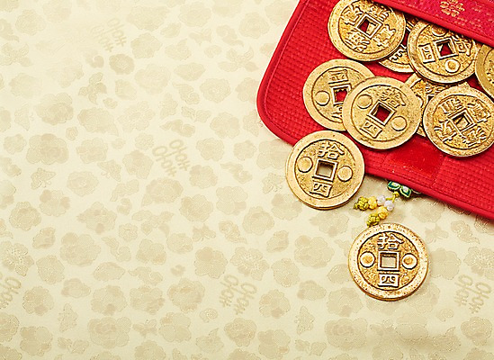 포토 JPG 스튜디오촬영 백그라운드 돈 새해 실내 사람없음 금융 경제 동전 지갑 주머니 천 오브젝트 엽전 국내포토 내부 직물 재산 파일형식