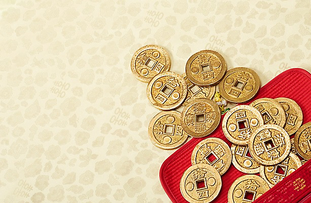 포토 JPG 스튜디오촬영 백그라운드 돈 새해 실내 사람없음 금융 경제 동전 지갑 주머니 천 오브젝트 엽전 국내포토 내부 직물 재산 파일형식