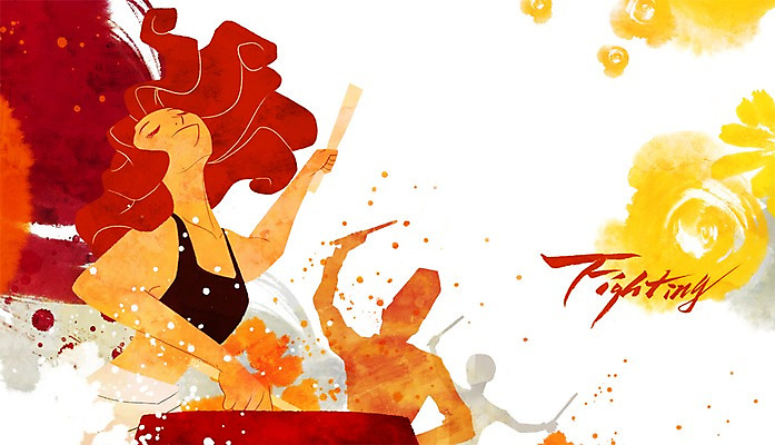 PSD 여자 연주 일러스트 한국 한명 서기 사람 상반신 성인 파이팅 희망 공연 자신감 목표 열정 여자만 여자한명만 성인여자만 성인만 국내일러스트 1 감정 아시아 음악 컨셉 모션 이벤트 파일형식