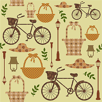 모양 식물 모자 문양 디자인 교통수단 백그라운드 잎 무늬 패턴 가로등 일러스트 벽지 나뭇잎 조명 사람없음 바구니 자전거 패턴백그라운드 국내일러스트 AI파일 잡화 공공시설 교통 바이크 파일형식 벡터