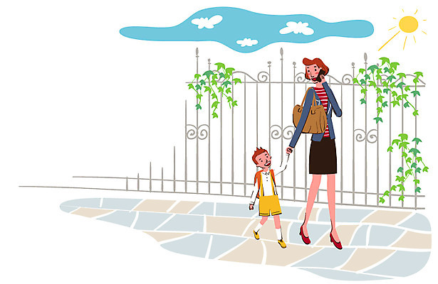 전신 식물 라이프스타일 여자 남자 아들 어린이 잎 일러스트 가족 엄마 서기 미소 웃음 사람 소년 성인 두명 라이프 부모 태양 손잡기 화목 육아 자녀 도움 통화 육아라이프 국내일러스트 AI파일 자연요소 컨셉 관계 모션 표정 생활 파일형식 벡터