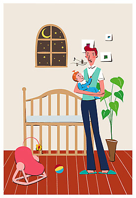 전신 식물 라이프스타일 남자 화분 아들 액자 일러스트 창문 가족 프레임 틀 서기 미소 웃음 사람 성인 두명 라이프 부모 화목 육아 자녀 침대 아기 잠 도움 수면 아빠 저녁 육아라이프 아기침대 남자만 남성육아휴직 육아대디 싱글대디 한부모가족 국내일러스트 AI파일 가구 컨셉 관계 모션 표정 생활 물 아기용품 야간 파일형식 벡터 육아휴직