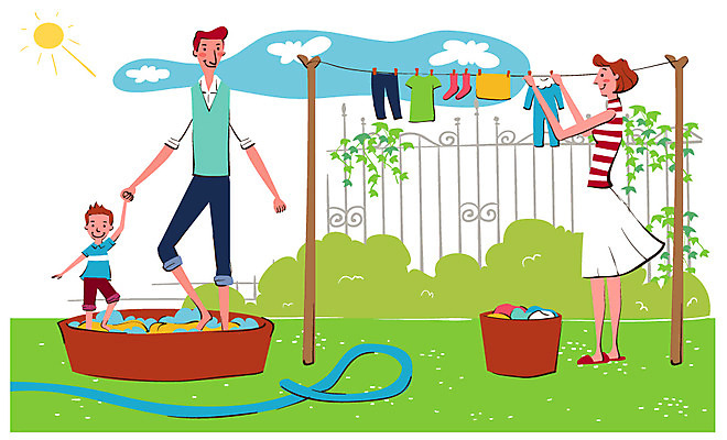 전신 식물 라이프스타일 옷 여자 남자 아들 어린이 잎 일러스트 가족 엄마 서기 미소 웃음 사람 소년 성인 라이프 세명 부모 태양 화목 육아 자녀 도움 아빠 빨래 빨랫줄 호스 대야 육아라이프 빨래널기 빨래대 빨랫감 육아대디 국내일러스트 AI파일 자연요소 줄 컨셉 가사 관계 모션 표정 생활 파일형식 벡터
