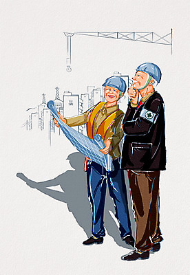 전신 PSD 직업 캐릭터 라이프스타일 할아버지 노년 남자 건축 일러스트 서기 미소 웃음 사람 빌딩 성인 두명 건물 라이프 실버라이프 설계도 중장비 실버 안전모 건축가 기중기 열정 타워크레인 일자리 실버취업 남자만 성인남자만 노인만 성인만 노인남자만 일러캐릭터 건축물 감정 비즈니스 모션 건설업 표정 생활 구직 산업장비 헬멧 안전장비 파일형식