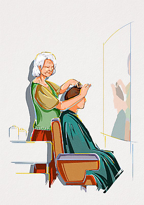 PSD 직업 캐릭터 라이프스타일 여자 노년 남자 할머니 일러스트 미소 웃음 사람 성인 두명 라이프 실버라이프 실버 미용실 디자이너 미용사 이발 열정 일자리 실버취업 노인만 성인만 일러캐릭터 감정 비즈니스 표정 생활 구직 뷰티샵 파일형식