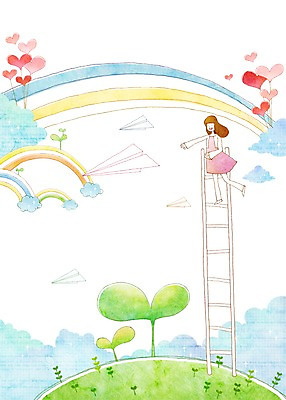 전신 PSD 식물 구름 여자 무지개 잎 일러스트 사다리 상상 상상일러스트 한명 서기 미소 웃음 사람 성인 판타지 장난감 새싹 희망 하트 종이비행기 소통 여자만 여자한명만 성인여자만 성인만 국내일러스트 자연요소 모양 1 감정 컨셉 모션 표정 도구 종이접기 파일형식