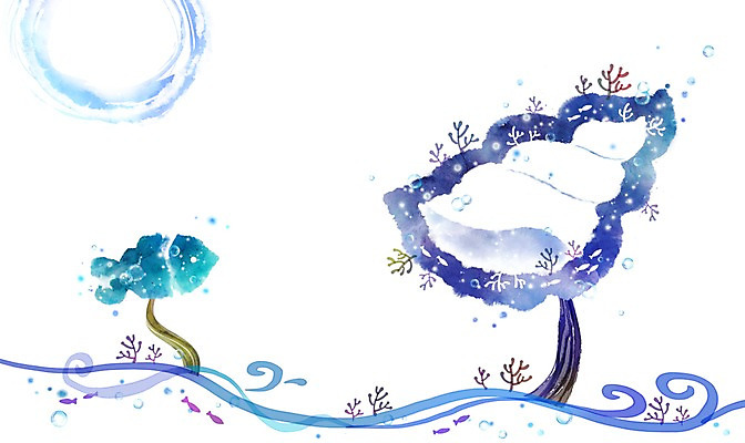 PSD 나무 식물 배너 꽃 물결 파도 액자 백그라운드 잎 일러스트 안내 프레임 액자틀 틀 사람없음 산호 소라 알림 국내일러스트 바다 어패류 자포동물 파일형식