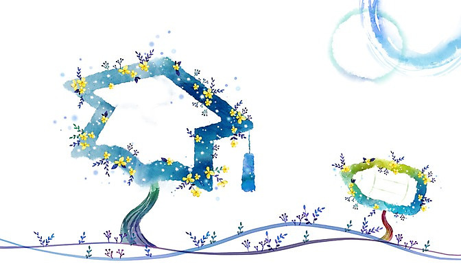 PSD 나무 식물 모자 배너 꽃 액자 백그라운드 잎 일러스트 학사모 졸업 안내 프레임 액자틀 틀 사람없음 연필 알림 국내일러스트 모자_잡화 잡화 교육 학용품 필기구 파일형식