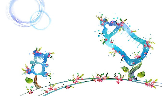 PSD 나무 식물 배너 꽃 인형 액자 백그라운드 잎 일러스트 안내 프레임 액자틀 틀 사람없음 곰인형 아기용품 우유병 젖병 알림 국내일러스트 병_용기 우유 오브젝트 파일형식